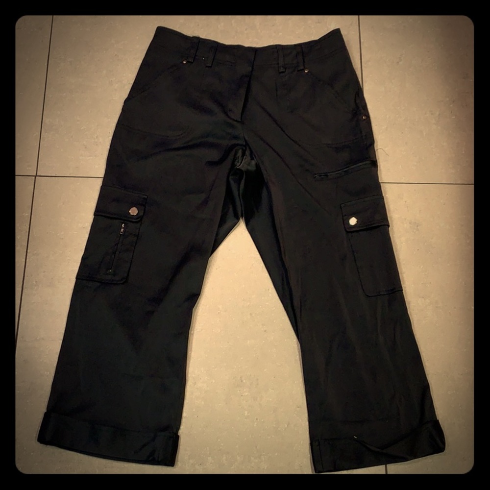Cache satin Capri cargo pants
